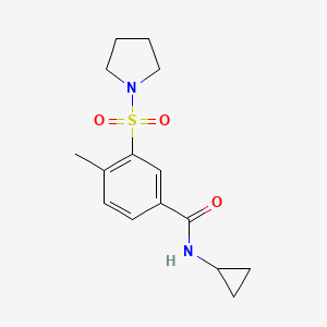 molecular formula C15H20N2O3S B5859047 N-cyclopropyl-4-methyl-3-(1-pyrrolidinylsulfonyl)benzamide 