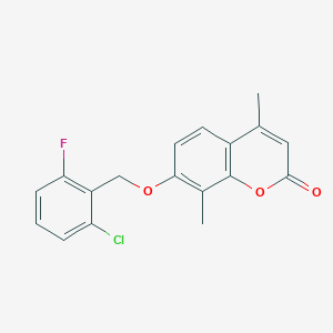 molecular formula C18H14ClFO3 B5859056 7-[(2-chloro-6-fluorobenzyl)oxy]-4,8-dimethyl-2H-chromen-2-one 