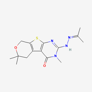 3,6,6-trimethyl-2-[2-(1-methylethylidene)hydrazino]-3,5,6,8-tetrahydro-4H-pyrano[4',3':4,5]thieno[2,3-d]pyrimidin-4-one
