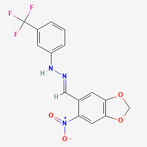 molecular formula C15H10F3N3O4 B5859138 6-nitro-1,3-benzodioxole-5-carbaldehyde [3-(trifluoromethyl)phenyl]hydrazone 