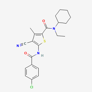 molecular formula C22H24ClN3O2S B5859140 5-[(4-chlorobenzoyl)amino]-4-cyano-N-cyclohexyl-N-ethyl-3-methyl-2-thiophenecarboxamide 