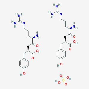 molecular formula C32H50N8O12S B585916 (2R,5S)-5-Amino-8-guanidino-4-oxo-2-P-hydroxyphenylmethyloctanoic acid hemisulfate monohydrate CAS No. 144110-38-3