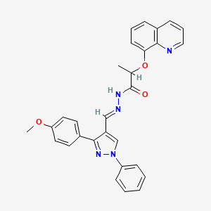 molecular formula C29H25N5O3 B5859292 N'-{[3-(4-methoxyphenyl)-1-phenyl-1H-pyrazol-4-yl]methylene}-2-(8-quinolinyloxy)propanohydrazide 