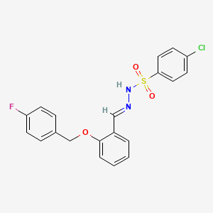 molecular formula C20H16ClFN2O3S B5859397 4-chloro-N'-{2-[(4-fluorobenzyl)oxy]benzylidene}benzenesulfonohydrazide 