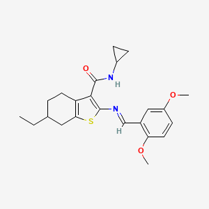 N-cyclopropyl-2-[(2,5-dimethoxybenzylidene)amino]-6-ethyl-4,5,6,7-tetrahydro-1-benzothiophene-3-carboxamide