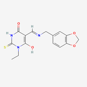 5-{[(1,3-benzodioxol-5-ylmethyl)amino]methylene}-1-ethyl-2-thioxodihydro-4,6(1H,5H)-pyrimidinedione