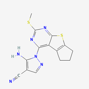 5-amino-1-[2-(methylthio)-6,7-dihydro-5H-cyclopenta[4,5]thieno[2,3-d]pyrimidin-4-yl]-1H-pyrazole-4-carbonitrile