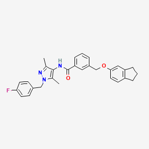 molecular formula C29H28FN3O2 B5860203 3-[(2,3-dihydro-1H-inden-5-yloxy)methyl]-N-[1-(4-fluorobenzyl)-3,5-dimethyl-1H-pyrazol-4-yl]benzamide 