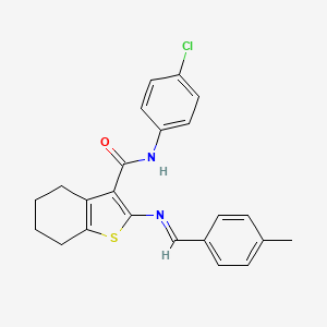 molecular formula C23H21ClN2OS B5860533 N-(4-chlorophenyl)-2-[(4-methylbenzylidene)amino]-4,5,6,7-tetrahydro-1-benzothiophene-3-carboxamide 