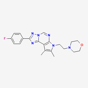 molecular formula C21H23FN6O B5860601 2-(4-fluorophenyl)-8,9-dimethyl-7-[2-(4-morpholinyl)ethyl]-7H-pyrrolo[3,2-e][1,2,4]triazolo[1,5-c]pyrimidine 