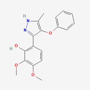 molecular formula C18H18N2O4 B5860682 2,3-dimethoxy-6-(5-methyl-4-phenoxy-1H-pyrazol-3-yl)phenol 