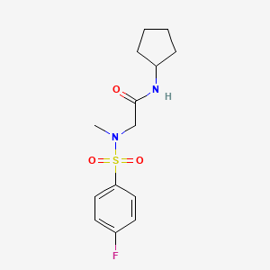molecular formula C14H19FN2O3S B5860683 N~1~-cyclopentyl-N~2~-[(4-fluorophenyl)sulfonyl]-N~2~-methylglycinamide 