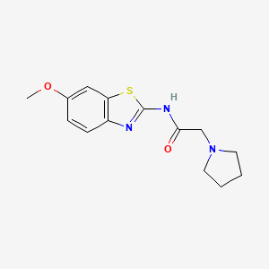 molecular formula C14H17N3O2S B5860691 N-(6-methoxy-1,3-benzothiazol-2-yl)-2-(1-pyrrolidinyl)acetamide 