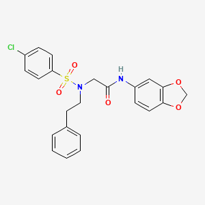 molecular formula C23H21ClN2O5S B5860720 N~1~-1,3-benzodioxol-5-yl-N~2~-[(4-chlorophenyl)sulfonyl]-N~2~-(2-phenylethyl)glycinamide 