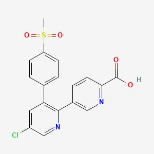 molecular formula C18H13ClN2O4S B586077 5-[5-Chloro-3-(4-methylsulfonylphenyl)pyridin-2-yl]pyridine-2-carboxylic acid CAS No. 349536-39-6