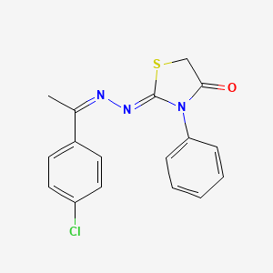 molecular formula C17H14ClN3OS B5860770 3-phenyl-1,3-thiazolidine-2,4-dione 2-{[1-(4-chlorophenyl)ethylidene]hydrazone} 