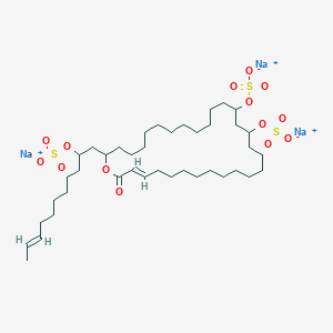 molecular formula C40H74Na3O14S3 B058609 trisodium;[(E)-1-[(28E)-30-oxo-14,16-disulfonatooxy-1-oxacyclotriacont-28-en-2-yl]undec-9-en-2-yl] sulfate CAS No. 121313-79-9