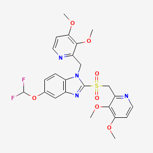 molecular formula C24H24F2N4O7S B586092 N-[(3,4-Dimethoxy-2-pyridinyl)methyl] Pantoprazole Sulfone CAS No. 1797132-60-5