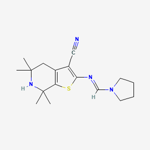 molecular formula C17H24N4S B5860934 5,5,7,7-tetramethyl-2-[(1-pyrrolidinylmethylene)amino]-4,5,6,7-tetrahydrothieno[2,3-c]pyridine-3-carbonitrile 