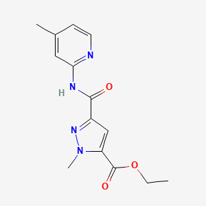 molecular formula C14H16N4O3 B5860955 ethyl 1-methyl-3-{[(4-methyl-2-pyridinyl)amino]carbonyl}-1H-pyrazole-5-carboxylate 