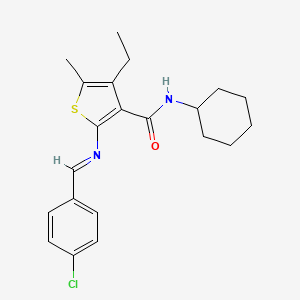 molecular formula C21H25ClN2OS B5860972 2-[(4-chlorobenzylidene)amino]-N-cyclohexyl-4-ethyl-5-methyl-3-thiophenecarboxamide 