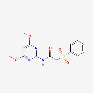 molecular formula C14H15N3O5S B5861276 N-(4,6-dimethoxy-2-pyrimidinyl)-2-(phenylsulfonyl)acetamide 