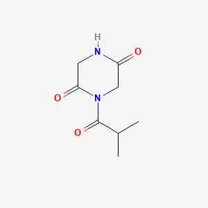 molecular formula C8H12N2O3 B586132 1-(2-Methylpropanoyl)piperazine-2,5-dione CAS No. 151079-68-4