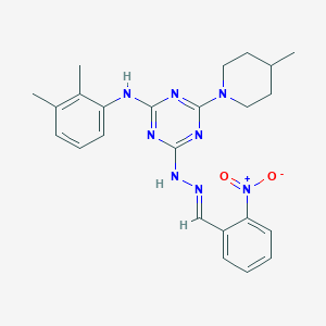 2-nitrobenzaldehyde [4-[(2,3-dimethylphenyl)amino]-6-(4-methyl-1-piperidinyl)-1,3,5-triazin-2-yl]hydrazone