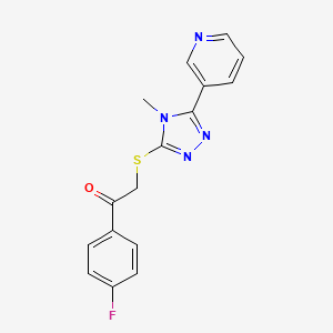 molecular formula C16H13FN4OS B5861459 1-(4-fluorophenyl)-2-{[4-methyl-5-(3-pyridinyl)-4H-1,2,4-triazol-3-yl]thio}ethanone 
