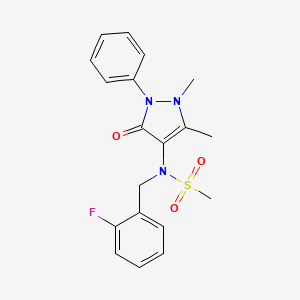 molecular formula C19H20FN3O3S B5861551 N-(1,5-dimethyl-3-oxo-2-phenyl-2,3-dihydro-1H-pyrazol-4-yl)-N-(2-fluorobenzyl)methanesulfonamide 