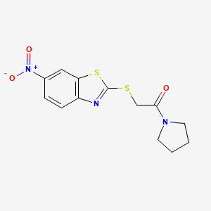 molecular formula C13H13N3O3S2 B5861708 6-nitro-2-{[2-oxo-2-(1-pyrrolidinyl)ethyl]thio}-1,3-benzothiazole 