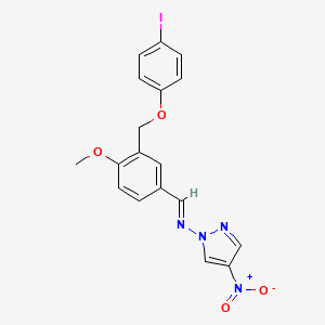 molecular formula C18H15IN4O4 B5861723 N-{3-[(4-iodophenoxy)methyl]-4-methoxybenzylidene}-4-nitro-1H-pyrazol-1-amine 