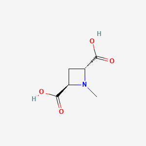molecular formula C6H9NO4 B586188 2,4-Azetidinedicarboxylic acid, 1-methyl-, (2R-trans)- CAS No. 151214-54-9
