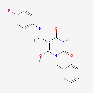 molecular formula C18H14FN3O3 B5861895 1-benzyl-5-{[(4-fluorophenyl)amino]methylene}-2,4,6(1H,3H,5H)-pyrimidinetrione 