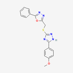 molecular formula C18H15N5O2S B5861907 2-({[5-(4-methoxyphenyl)-4H-1,2,4-triazol-3-yl]thio}methyl)-5-phenyl-1,3,4-oxadiazole 
