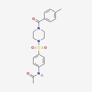 molecular formula C20H23N3O4S B5861910 N-(4-{[4-(4-methylbenzoyl)-1-piperazinyl]sulfonyl}phenyl)acetamide 