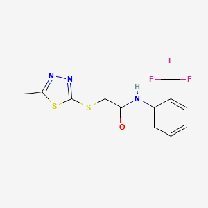 molecular formula C12H10F3N3OS2 B5862008 2-[(5-methyl-1,3,4-thiadiazol-2-yl)thio]-N-[2-(trifluoromethyl)phenyl]acetamide 