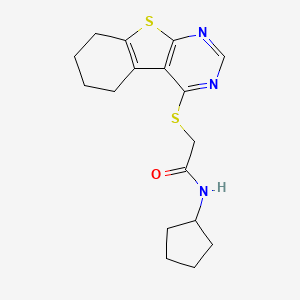 molecular formula C17H21N3OS2 B5862193 N-cyclopentyl-2-(5,6,7,8-tetrahydro[1]benzothieno[2,3-d]pyrimidin-4-ylthio)acetamide 