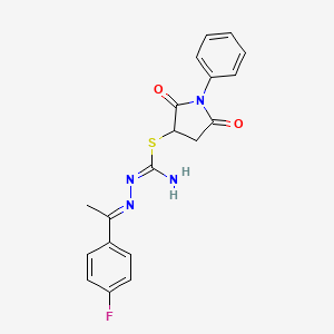 (2,5-dioxo-1-phenylpyrrolidin-3-yl) N'-[(E)-1-(4-fluorophenyl)ethylideneamino]carbamimidothioate