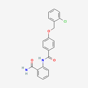 molecular formula C21H17ClN2O3 B5862292 2-({4-[(2-chlorobenzyl)oxy]benzoyl}amino)benzamide 