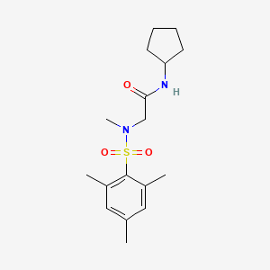 molecular formula C17H26N2O3S B5862341 N~1~-cyclopentyl-N~2~-(mesitylsulfonyl)-N~2~-methylglycinamide 