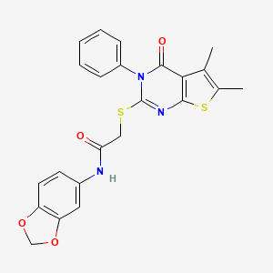 N-(1,3-benzodioxol-5-yl)-2-[(5,6-dimethyl-4-oxo-3-phenyl-3,4-dihydrothieno[2,3-d]pyrimidin-2-yl)sulfanyl]acetamide