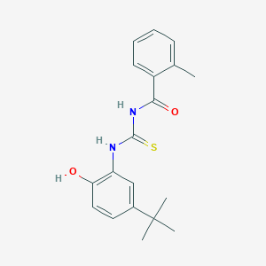 molecular formula C19H22N2O2S B5862603 N-{[(5-tert-butyl-2-hydroxyphenyl)amino]carbonothioyl}-2-methylbenzamide 