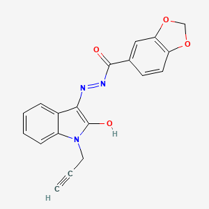 molecular formula C19H13N3O4 B5862606 N-(2-hydroxy-1-prop-2-ynylindol-3-yl)imino-1,3-benzodioxole-5-carboxamide 