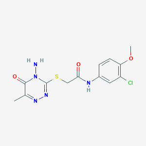 2-[(4-amino-6-methyl-5-oxo-4,5-dihydro-1,2,4-triazin-3-yl)thio]-N-(3-chloro-4-methoxyphenyl)acetamide