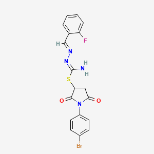 1-(4-bromophenyl)-2,5-dioxo-3-pyrrolidinyl 2-(2-fluorobenzylidene)hydrazinecarbimidothioate