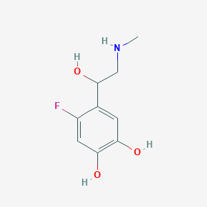 molecular formula C9H12FNO3 B058633 4-Fluoro-5-[1-hydroxy-2-(methylamino)ethyl]benzene-1,2-diol CAS No. 115562-28-2