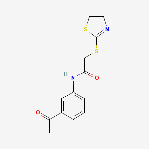 molecular formula C13H14N2O2S2 B5863348 N-(3-acetylphenyl)-2-(4,5-dihydro-1,3-thiazol-2-ylthio)acetamide 