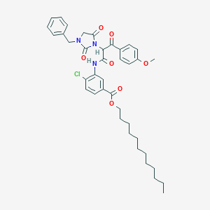Dodecyl 3-[[2-(3-benzyl-2,5-dioxoimidazolidin-1-yl)-3-(4-methoxyphenyl)-3-oxopropanoyl]amino]-4-chlorobenzoate