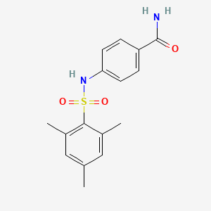 molecular formula C16H18N2O3S B5863818 4-[(mesitylsulfonyl)amino]benzamide 